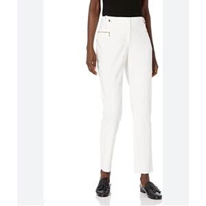 Calvin Klein White Dress Pants/Slacks/Jumpsuit Womens US 4 High Rise Zip Pockets
